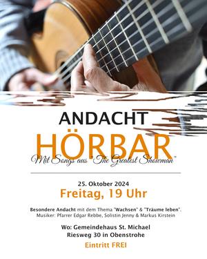 Einladung zur Andachtsreihe Hörbar im Gemeindehaus St. Michael.