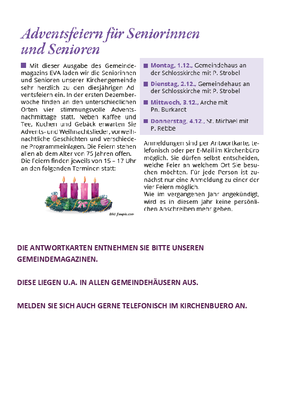 Ankündigung Seniorenadvent