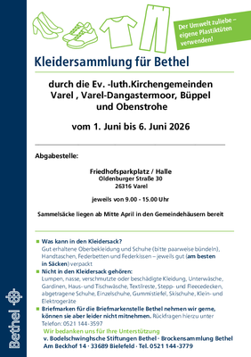 Kleidersammlung für Bethel in Varel.