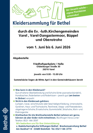 Kleidersammlung für Bethel in Varel.