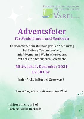 Einladung zur Seniorenadventsfeier in der Arche Büppel.