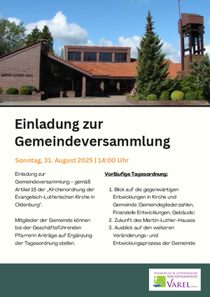 Plakat - Einladung zu Gemeindeversammlung.