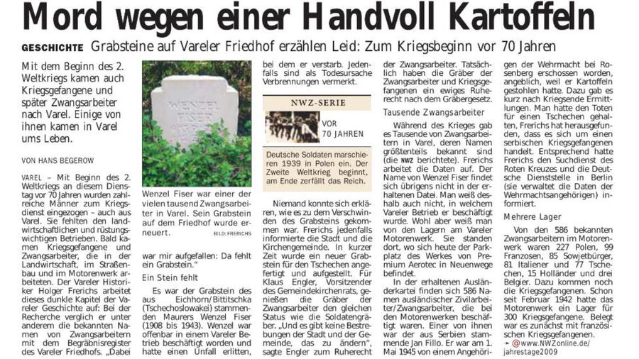 Zeitungsartikel - Wenzel Fisers.