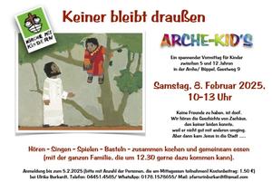 Einladung Arche-Kids am 8. Februar 2025.