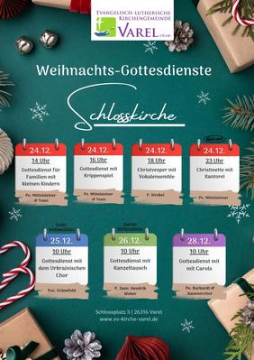 Termine Weihnachtsgottesdienste in Schlosskirche.